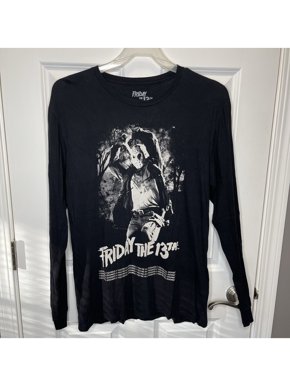Friday the 13th Movie Black Long Sleeve Graphic T-Shirt, Size M